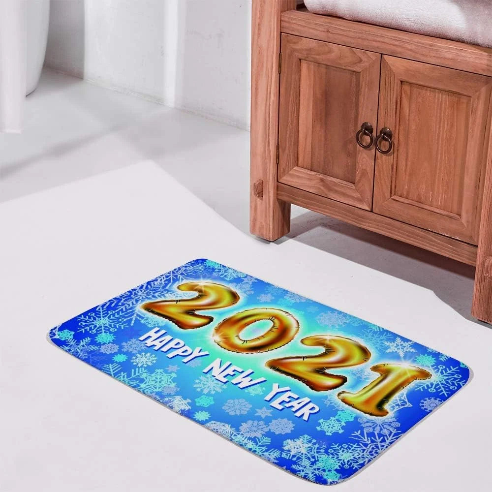 Wellsay Bathroom Mat Door Rugs Floor Mat Bathroom Carpet Sizeuper Cozy 2021 Happy New Year Print DecorativeIndoor Outdoor 36 x 24 inch