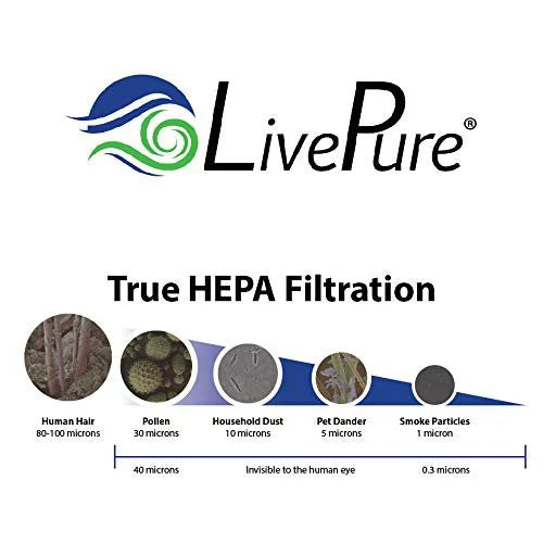 LivePure True HEPA Replacement LP-HF550 Filter for Bali Sizeeries Air Purifiers LP550TH, LP550THP, Ivory