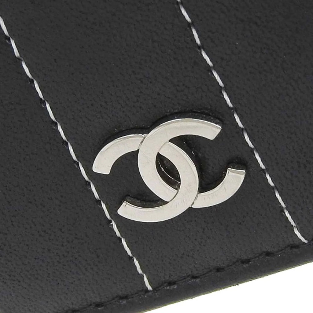 Pre-Owned Chanel CHANEL Mademoiselle Line Coco Mark Logo Sizetripe Long Wallet No. 10 A30043 (Good)