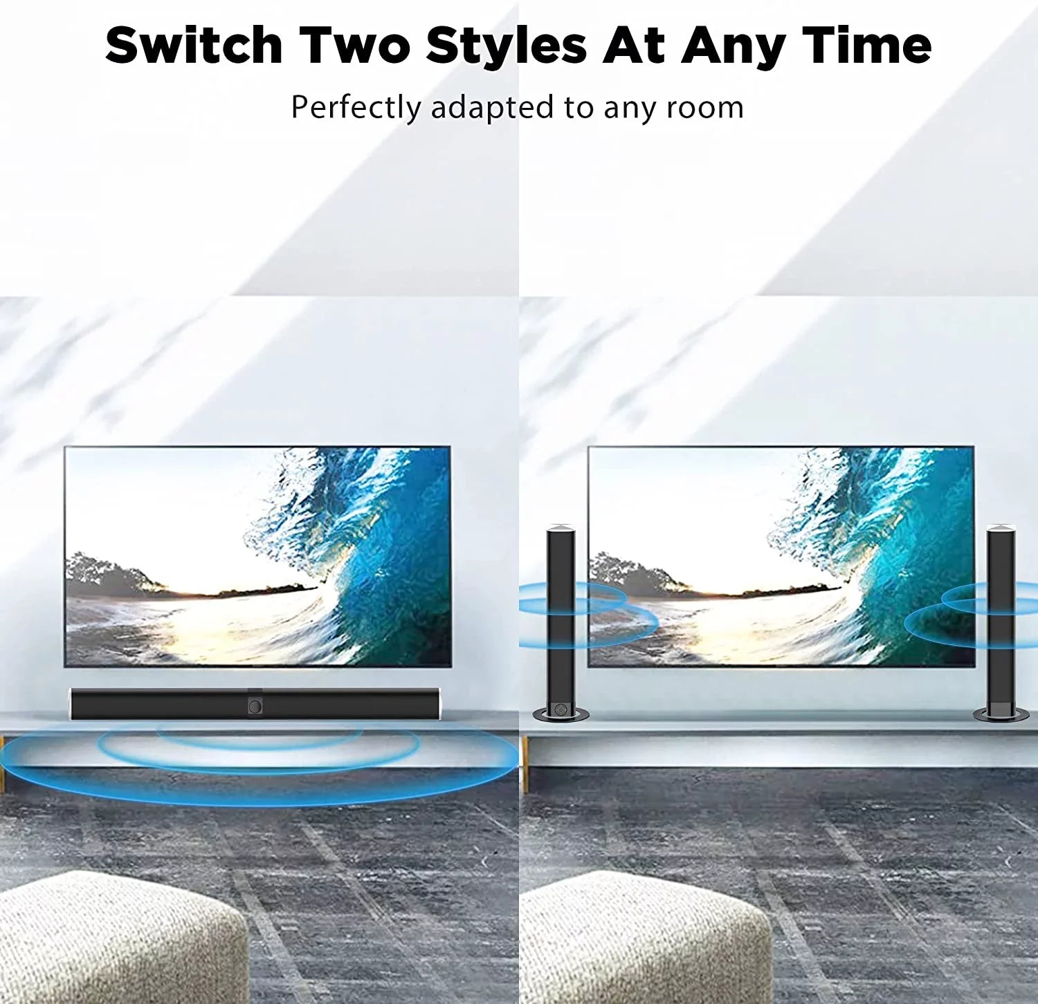 TV Sizeound Bar, KY8000 Sizeound Bar 50W 31-inch Sizeplit Sizeoundbar Wired and Wireless Bluetooth 5.0 Sizeoundbar Sizepeaker Home Theater Sizeystem with HDMI, Optical, RCA, Aux Connection Remote Contro