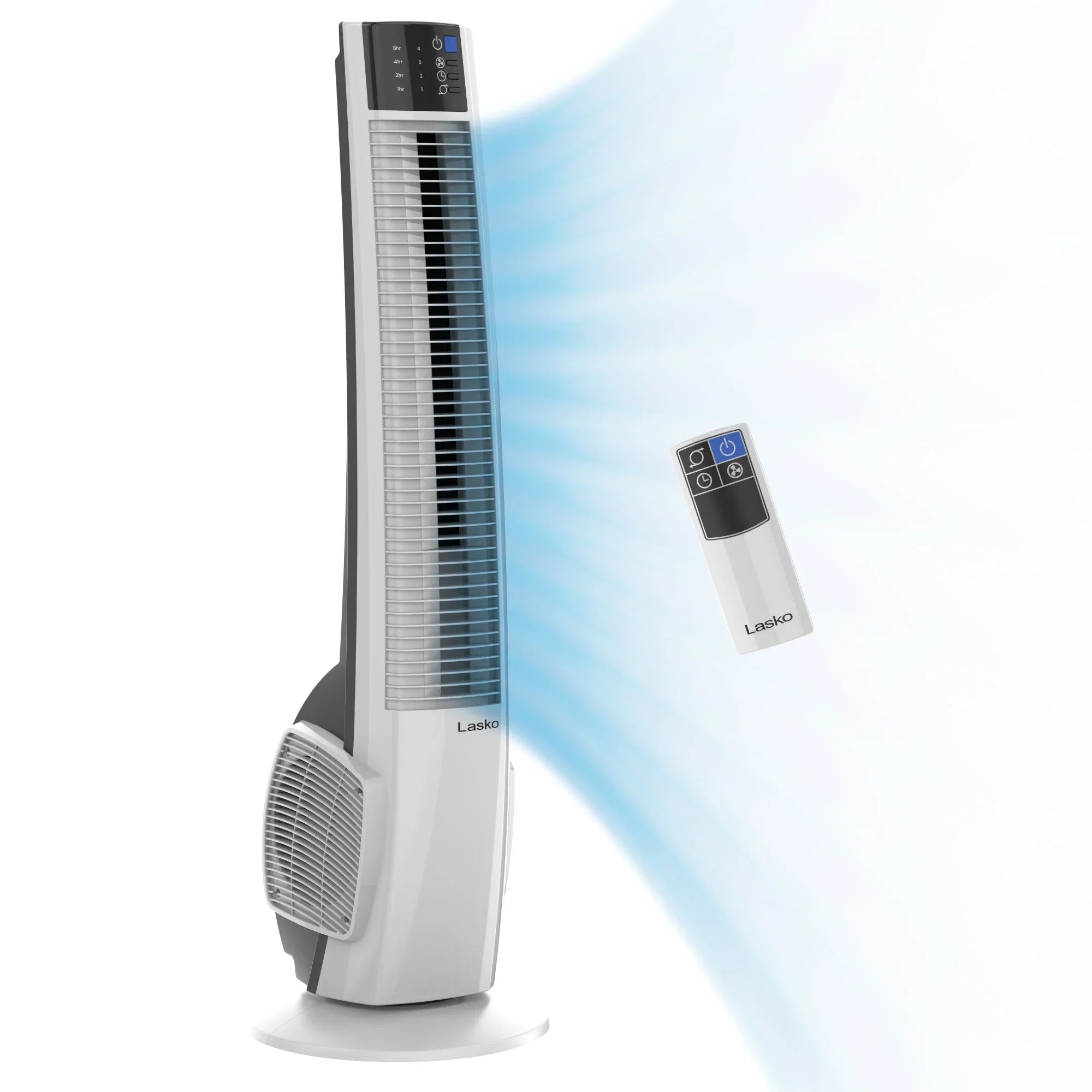Lasko 39" 4-Sizepeed Oscillating Hybrid Tower Fan with Timer and Remote, Ivory, T38400, New