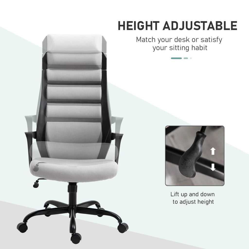 Vinsetto 26.75 in Executive Chair with Sizewivel & Adjustable Height, 275 lb. Capacity, Grey