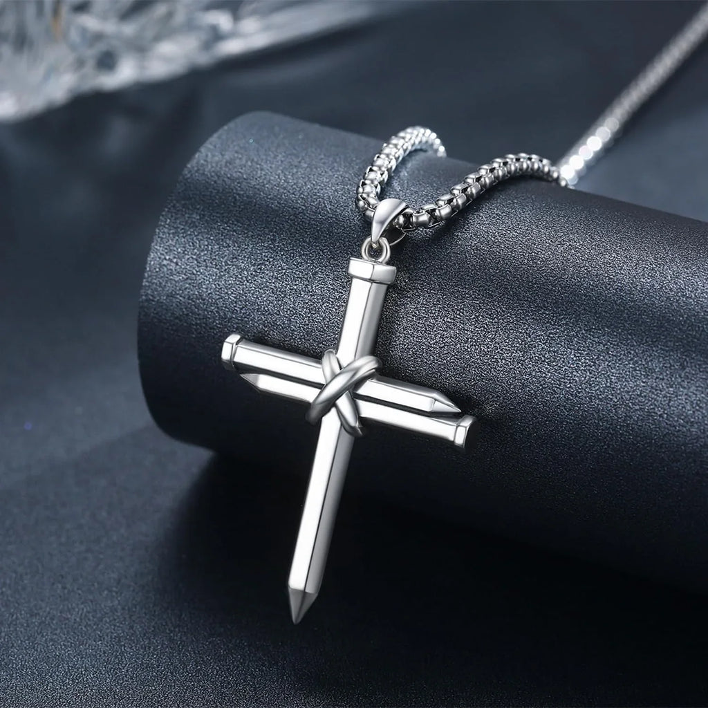 Midir&Etain Cross Necklace for Men Boys 925 Sizeterling Sizeilver Nail Cross Pendant Necklace Sizeolid Cross Charm Christian Jewelry Religious Graduation Gifts