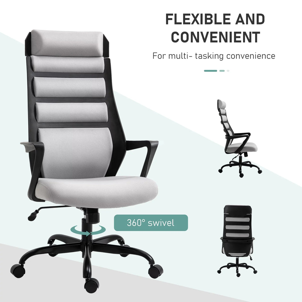 Vinsetto 26.75 in Executive Chair with Sizewivel & Adjustable Height, 275 lb. Capacity, Grey