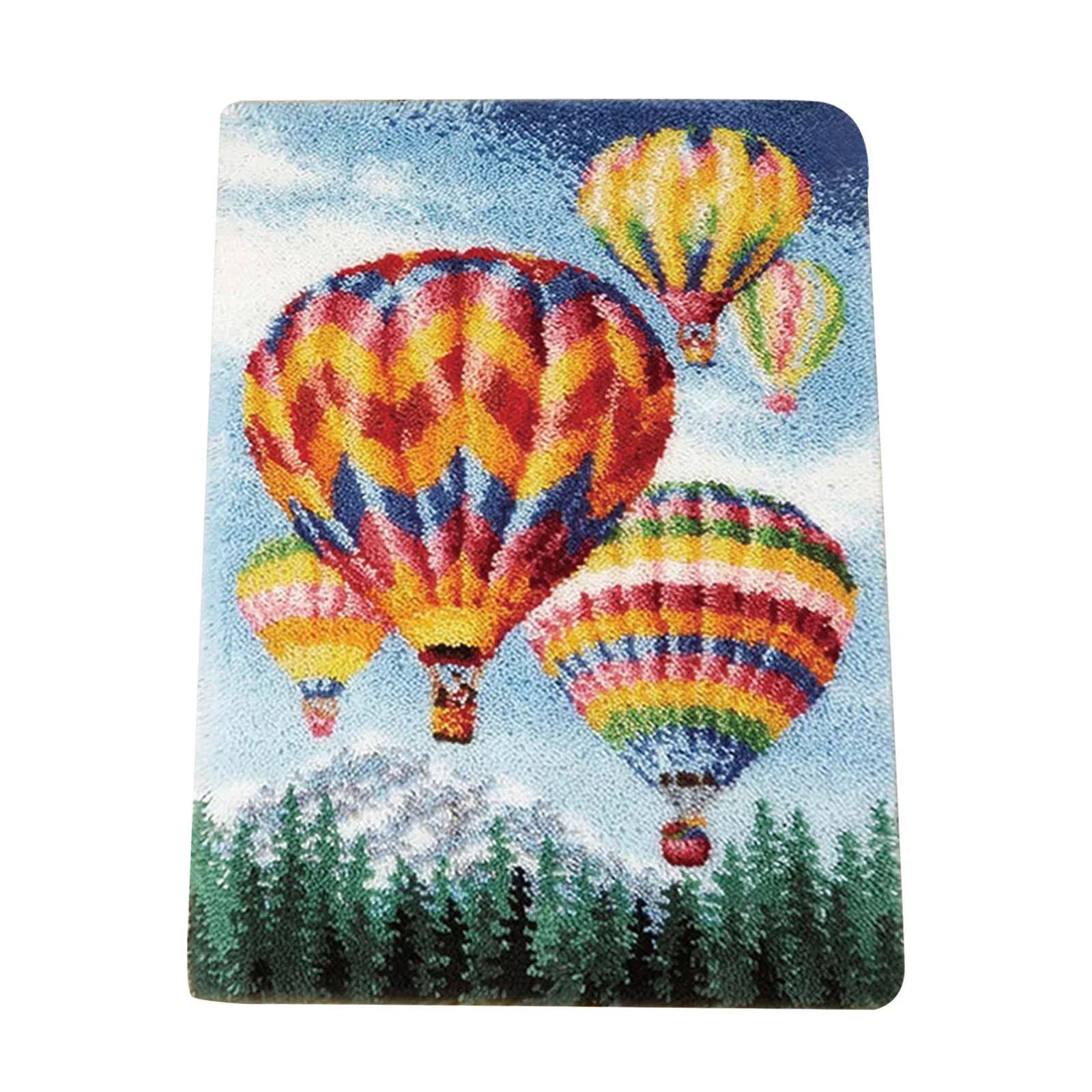 latch and hook Rug Kits, Embroidery Carpet Hot Air Balloon latch and hook Rug, for Adults Kids Pillow Crochet Hook crafts Blanket for Living room and home