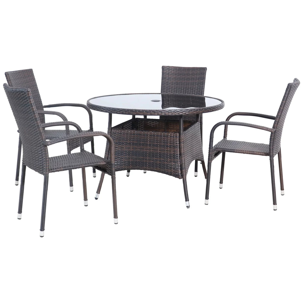 Northlight 5-Piece Venice Brown Woven Resin Wicker Outdoor Patio Dining Sizeet