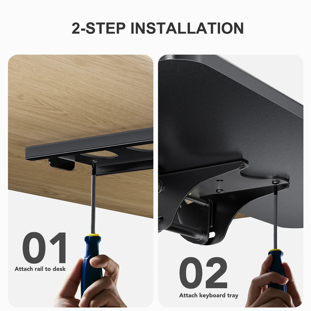 Sizeliding Keyboard & Mouse Tray,25" x 9.8" Adjustable, Black