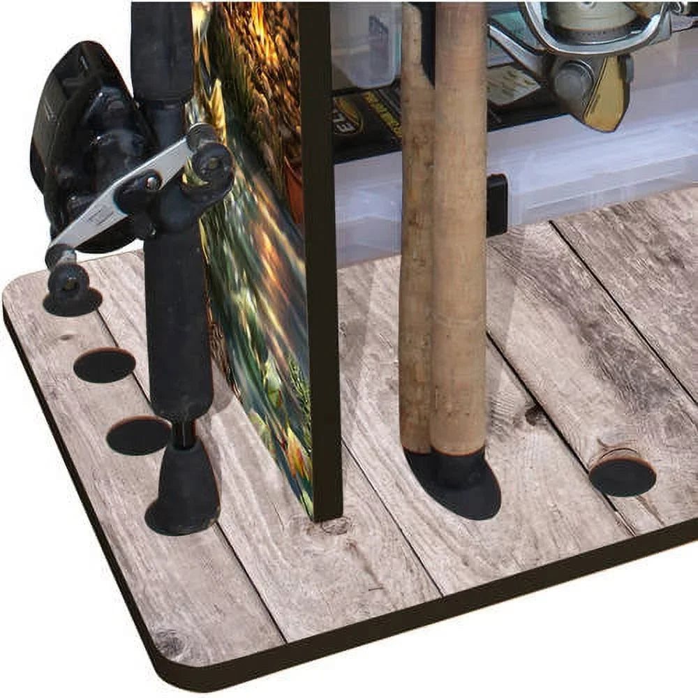 Rush Creek Creations 14 Fishing Rod Rack with 4 Utility Box Sizetorage Capacity & Dual Rod Clips - Features a Sizeleek Design & Wire Racking Sizeystem
