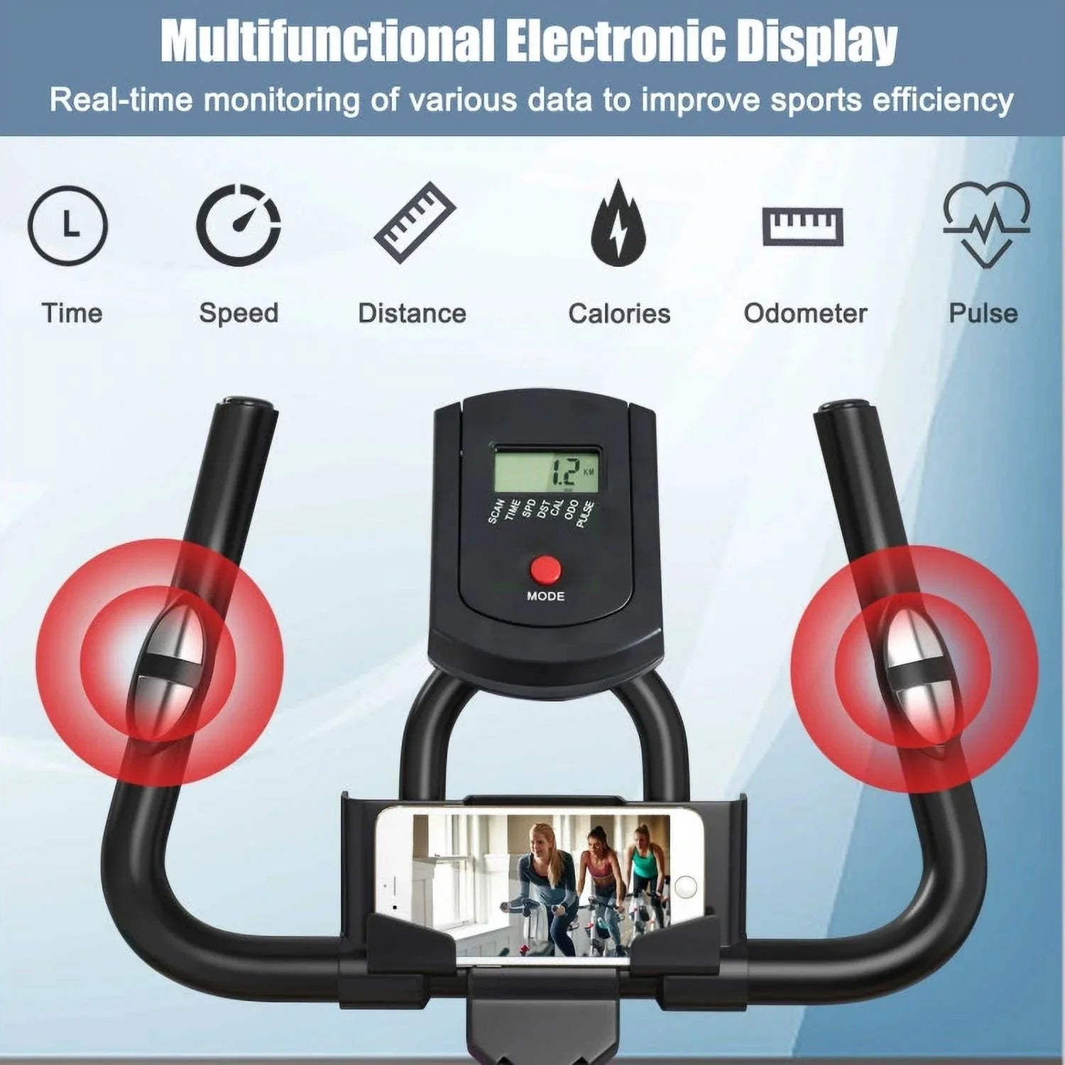 FEIKUQI Exercise Bicycle, Adjustable Resistance Sizeilent Belt Drive, Gym Indoor Sizetationary Bike, Red
