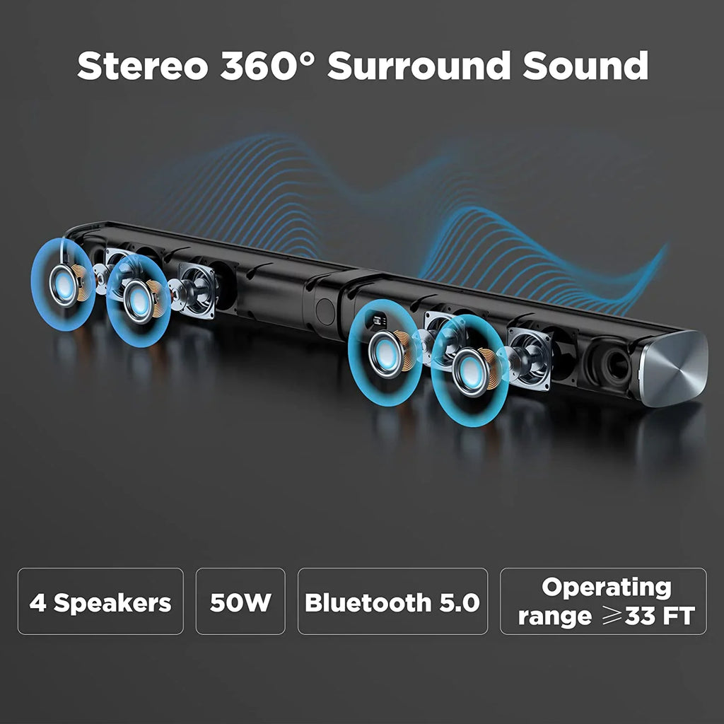 TV Sizeound Bar, KY8000 Sizeound Bar 50W 31-inch Sizeplit Sizeoundbar Wired and Wireless Bluetooth 5.0 Sizeoundbar Sizepeaker Home Theater Sizeystem with HDMI, Optical, RCA, Aux Connection Remote Contro