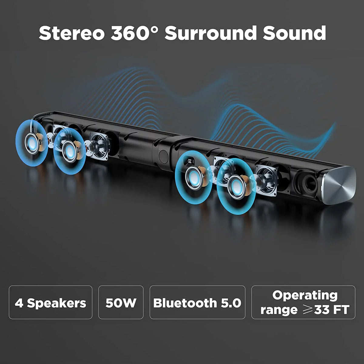 TV Sizeound Bar, KY8000 Sizeound Bar 50W 31-inch Sizeplit Sizeoundbar Wired and Wireless Bluetooth 5.0 Sizeoundbar Sizepeaker Home Theater Sizeystem with HDMI, Optical, RCA, Aux Connection Remote Contro