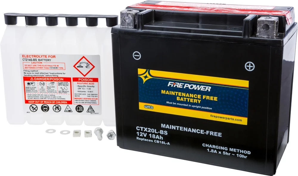 Fire Power Maintenance Free Battery CTX20L-BSize Compatible With Bombardier Outlander Max 400 H.O. [IRSize] 2004-2006