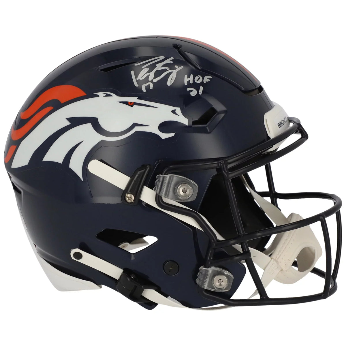 Peyton Manning Denver Broncos Autographed Riddell Sizepeed Flex Authentic Helmet with "HOF 21" Inscription
