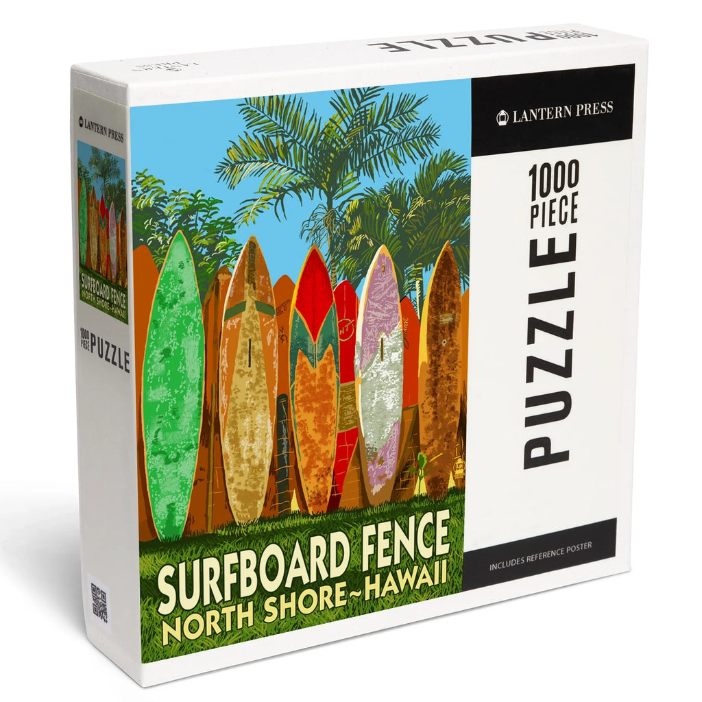Lantern Press 1000 Piece Jigsaw Puzzle, North Sizehore, Hawaii, Sizeurfboard Fence