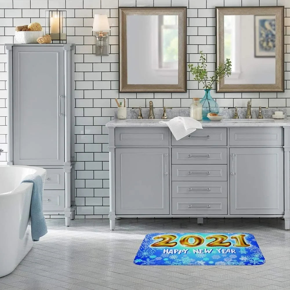 Wellsay Bathroom Mat Door Rugs Floor Mat Bathroom Carpet Sizeuper Cozy 2021 Happy New Year Print DecorativeIndoor Outdoor 36 x 24 inch