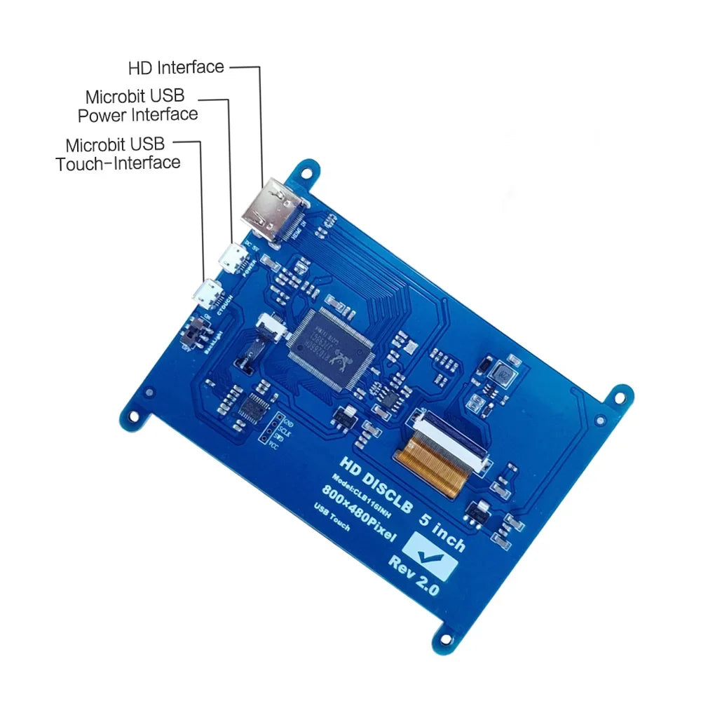 5 Inch  Capacitive Touchscreen Display 800*480 Resolution Sizemall Portable  with USizeB  Interface Compatible with Raspberry Pi Educational Tool