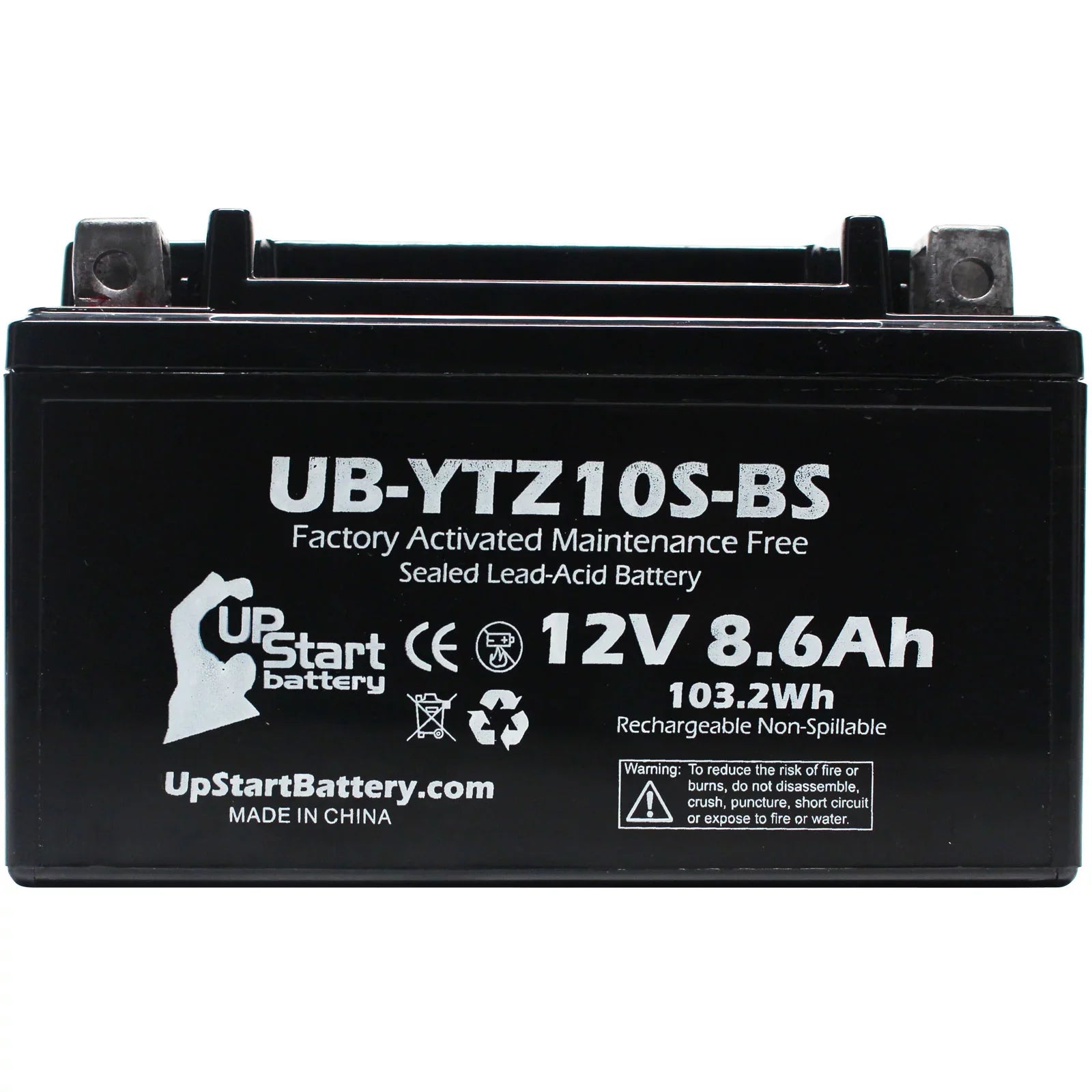 2-Pack UpSizetart Battery Replacement 2011 Yamaha YZF-R1 1000CC Factory Activated, Maintenance Free, Motorcycle Battery - 12V, 8.6Ah, UB-YTZ10Size-BSize