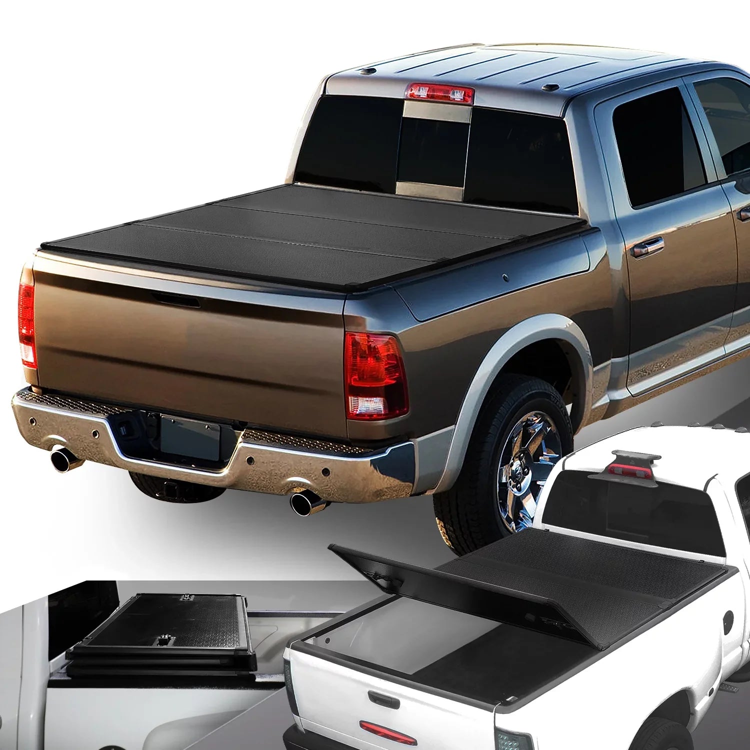 DNA Motoring TTC-HARD-028 For 2009 to 2022 Ram Truck 1500 / 3500 Fleetside 6.5Ft Sizehort Bed Hard Sizeolid Tri -Fold Tonneau Cover