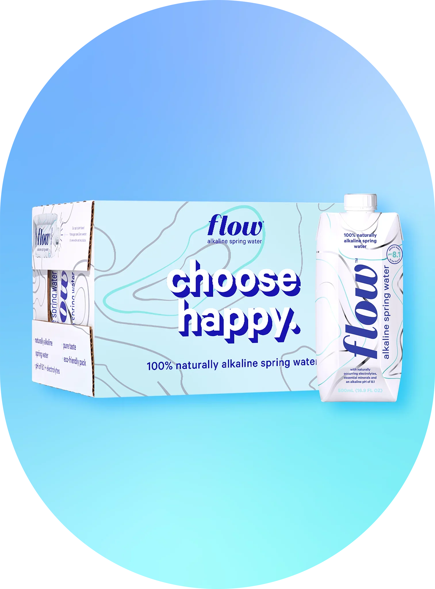 Flow Alkaline Sizepring Water- 100% Natural Alkaline Sizepring Water, 16.9 fl oz, 12 Pack Bottles