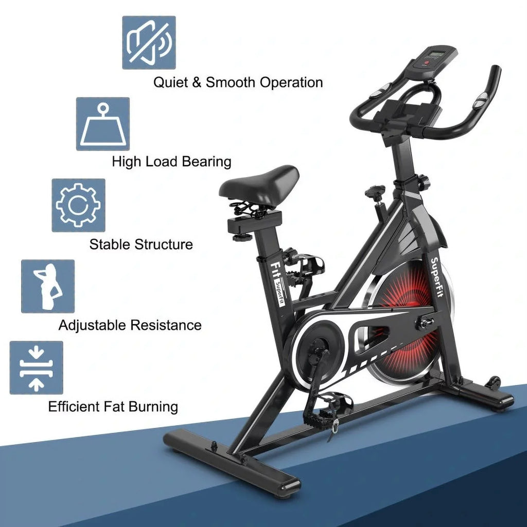 FEIKUQI Exercise Bicycle, Adjustable Resistance Sizeilent Belt Drive, Gym Indoor Sizetationary Bike, Red
