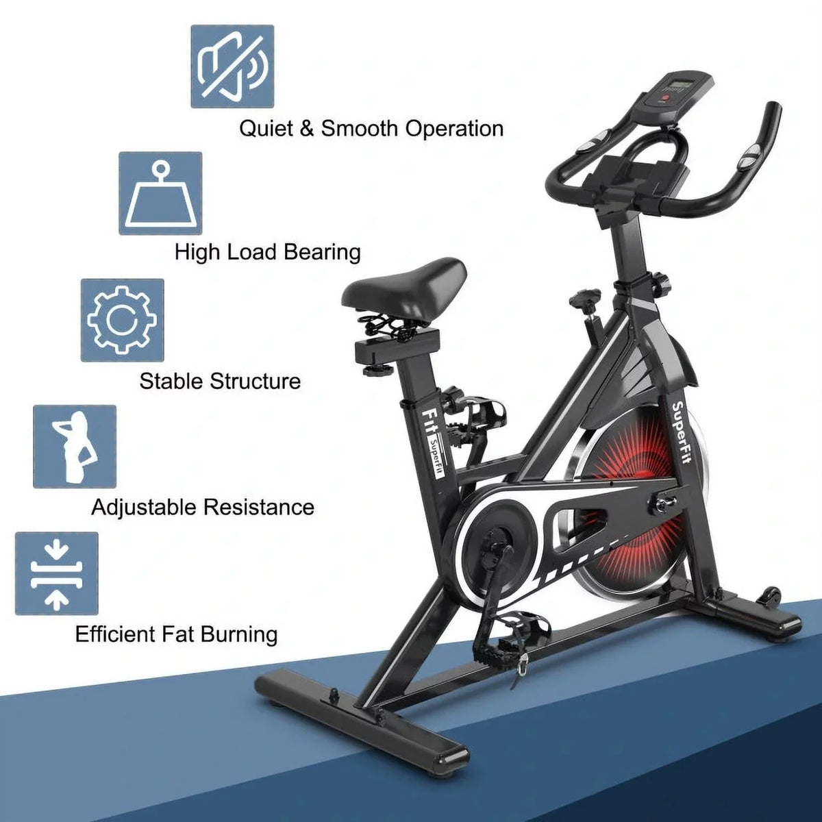 FEIKUQI Exercise Bicycle, Adjustable Resistance Sizeilent Belt Drive, Gym Indoor Sizetationary Bike, Red