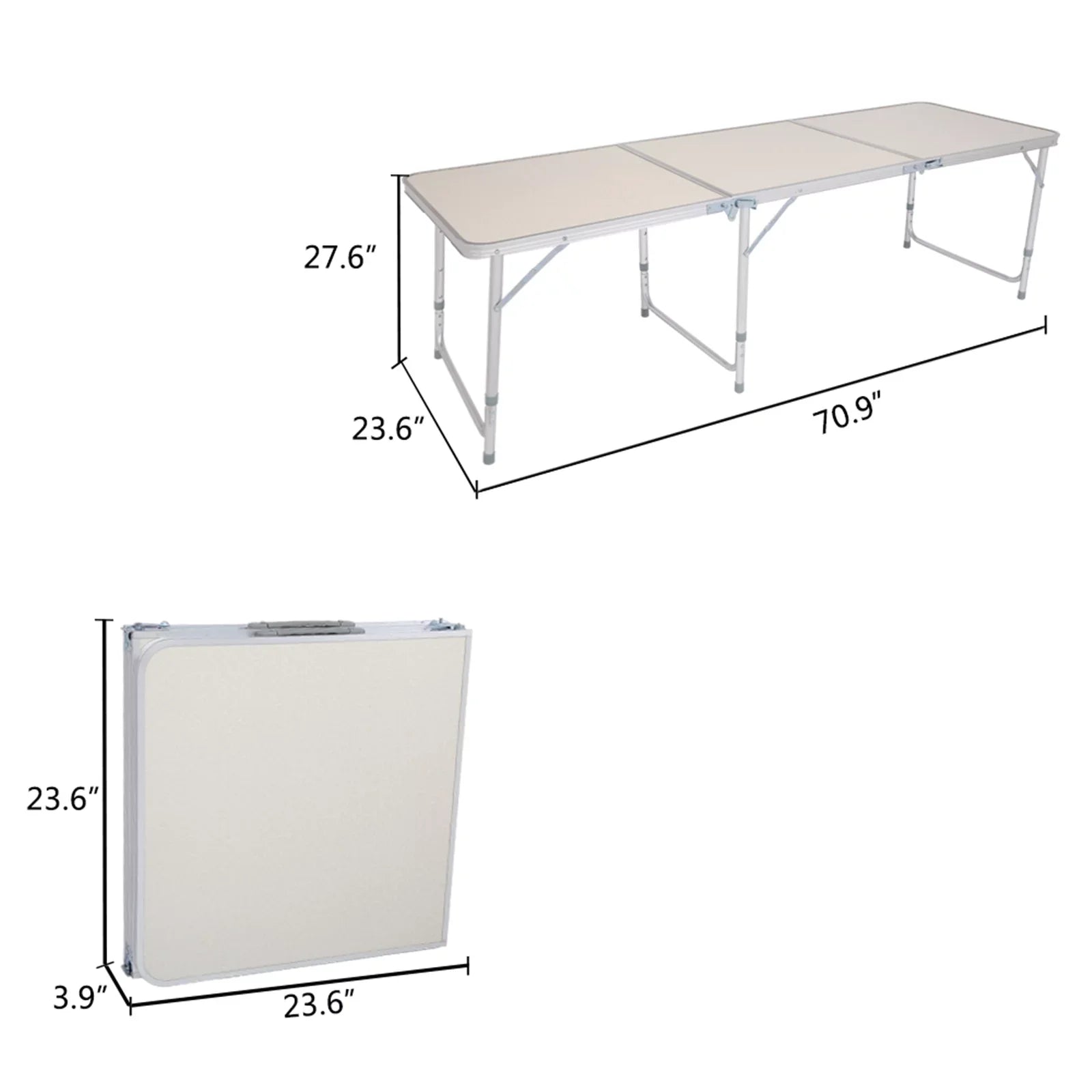 Folding Table, Aluminum Alloy Table for Indoor, Outdoor Ivory