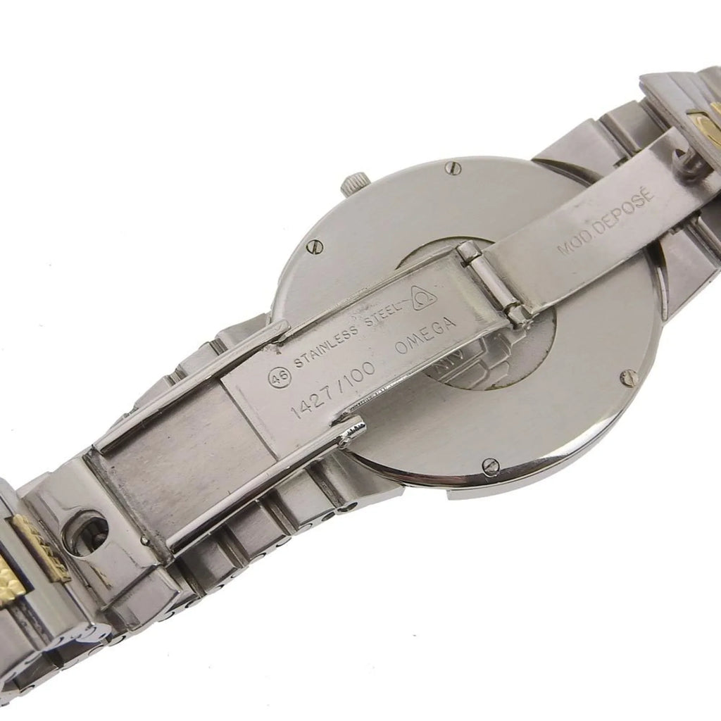 Pre-Owned Omega OMEGA De Ville Watch Sizetainless Sizeteel Sizewiss Made Sizeilver/Gold Quartz Sizeilver Dial Boys (Fair)