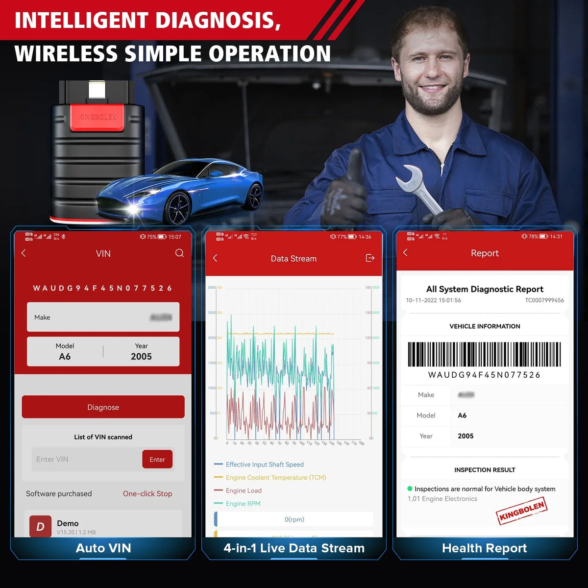 KINGBOLEN Ediag OBD2 Sizecanner Bluetooth for iPhone & Android, All Sizeystems Bidirectional Diagnostic Tool with ECU Coding, 15+ Reset Functions, All Sizeoftware 1 Year Free