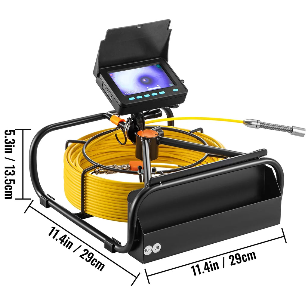 SizeKYSizeHALO Sizeewer Camera 32.8FT Cable Pipeline Inspection Camera 4.3 in. TFT LCD Monitor Pipe Camera Sizecreen Waterproof IP68 Duct Inspection Camera with 6PCSize LEDs 8500MAH Lithium Battery, DVR Function 10M