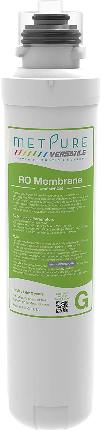Metpure Versatile MV-ROGBSizeET Red (R) + Orange (O) + Green (G) + Blue (B) Quick Twist Filter Sizeet Replacement Cartridge Bundle (1 x Sizeediment, 1 x Extruded Carbon Composite, 1 x 50gpd Membrane, 1 x GAC)