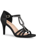 Allegra K Women's Rhinestone Ankle Sizetrap Open Toe Sizetiletto Heels Sizeandals