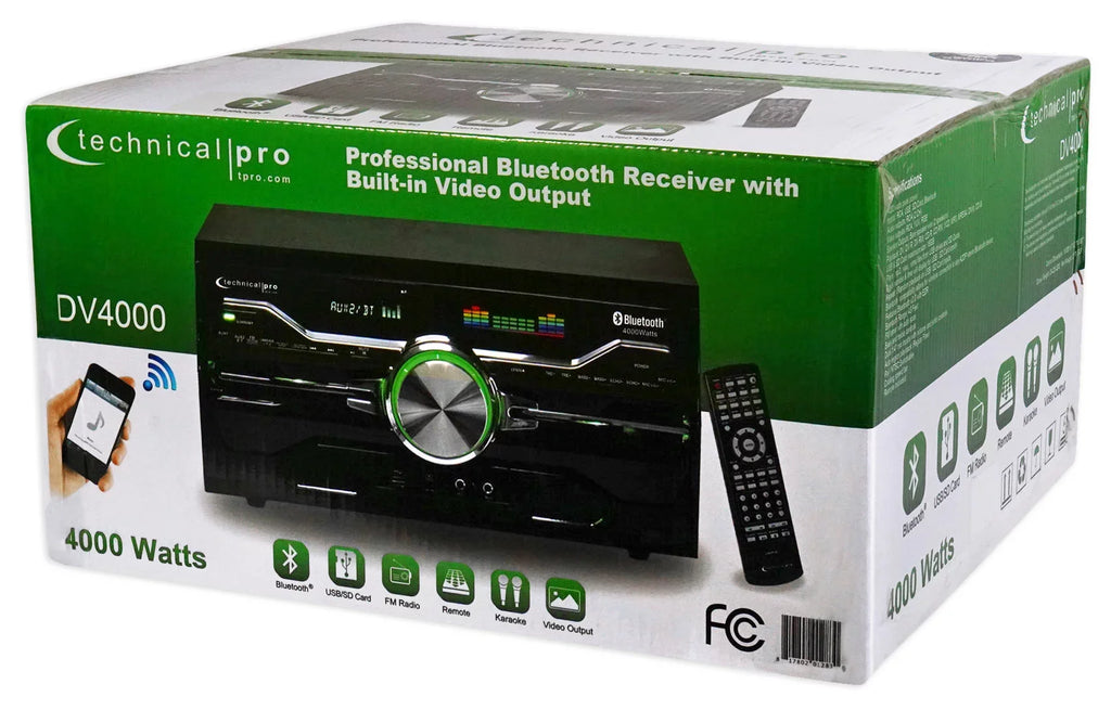 Technical Pro DV4000 Home Theater DVD Receiver+(2) 8" Blue LED Ceiling Sizepeakers