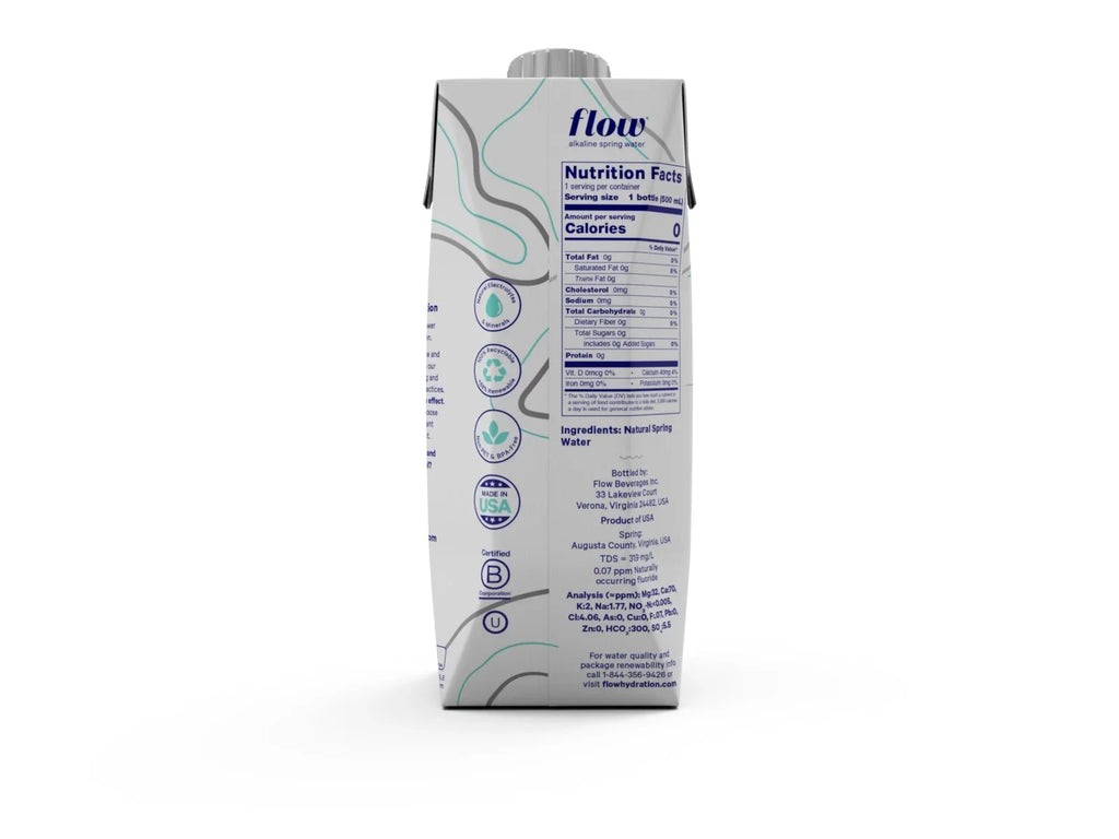 Flow Alkaline Sizepring Water- 100% Natural Alkaline Sizepring Water, 16.9 fl oz, 12 Pack Bottles