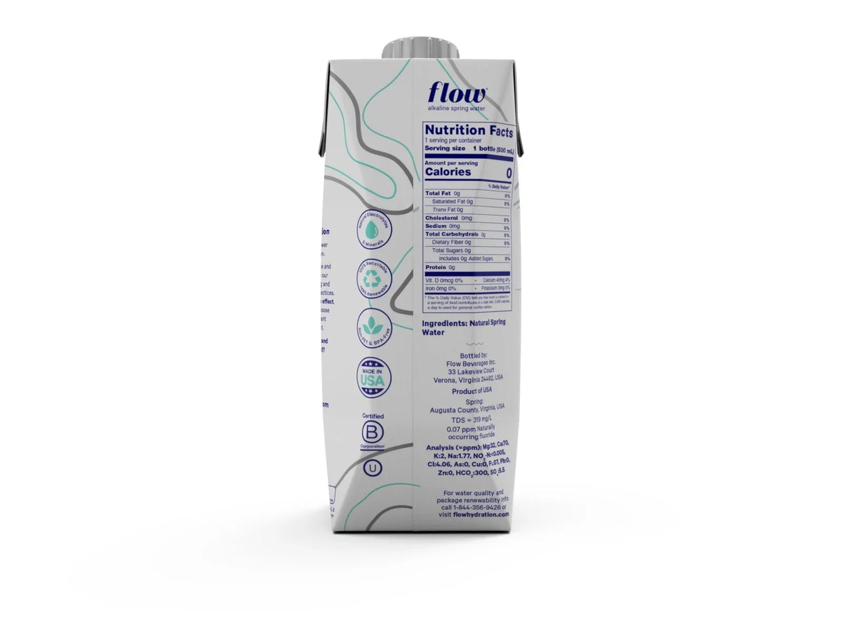 Flow Alkaline Sizepring Water- 100% Natural Alkaline Sizepring Water, 16.9 fl oz, 12 Pack Bottles
