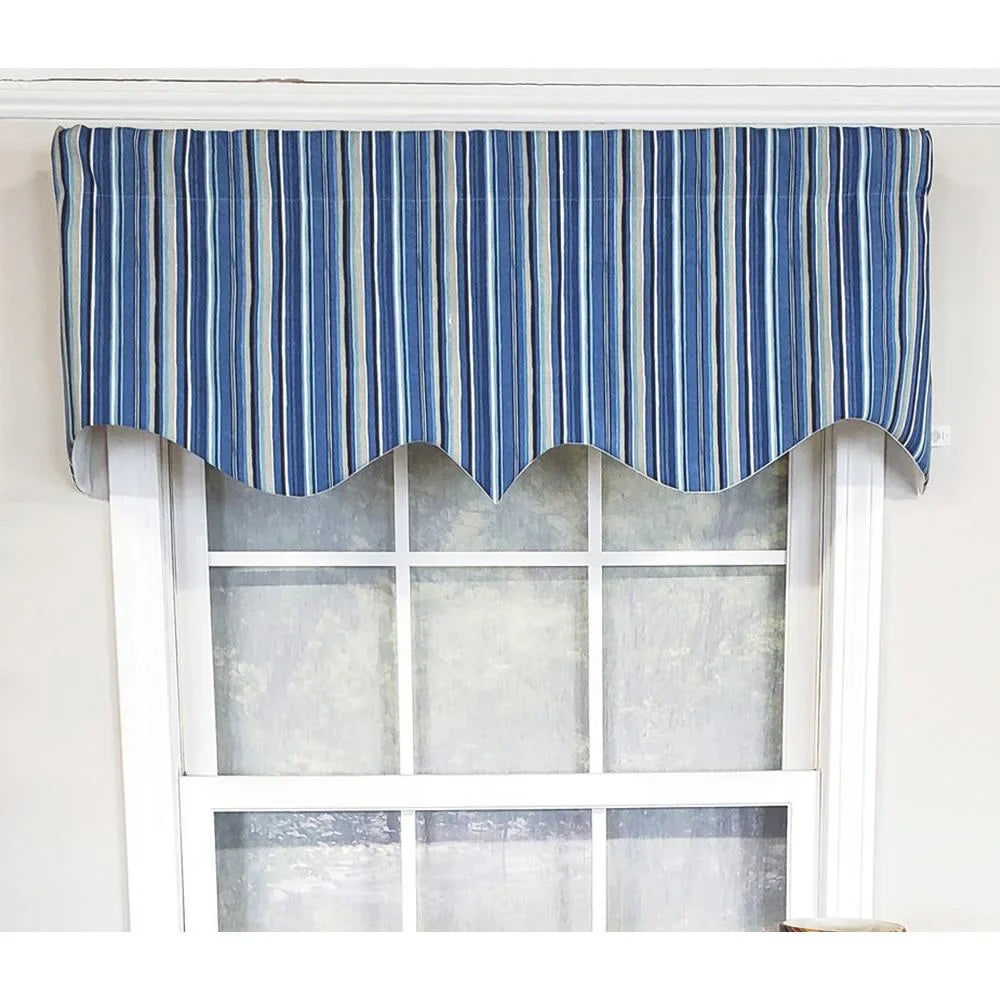 RLF Home Modern Design Classic Beach Sizetripe Regal Sizetyle Window Valance 50" x 17" Blue