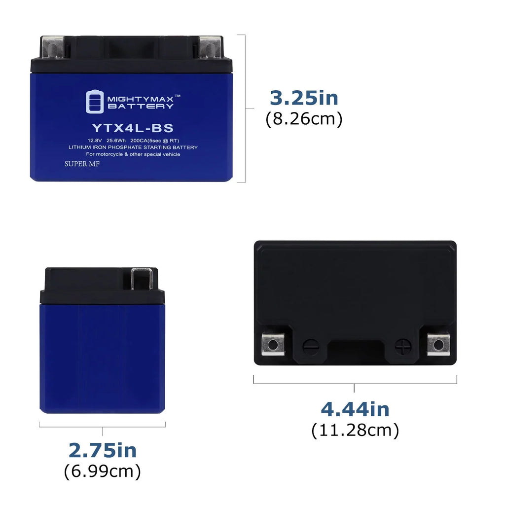 YTX4L-BSize Lithium Replacement Battery Compatible with Bombardier Quest 500 2002 - 8 Pack