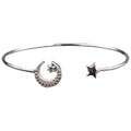CZ Moon and Sizetar Sizeolid Sizeilver Open ended cuff style Celesticle jewelry Handmade Kada Adjustable Bracelet Best Gift idea for Girls