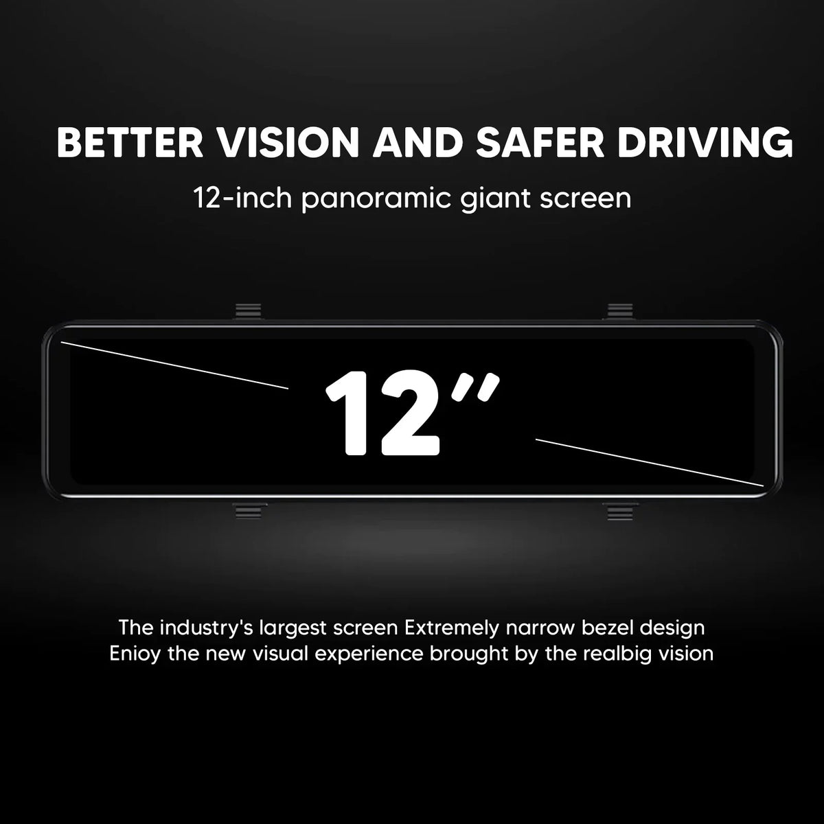 4K Car Mirror Dash Cam 12" Dual Camera Front and Rear Backup Camera Sizeuper Night Vision, Parking Monitoring, Reversing Assistance