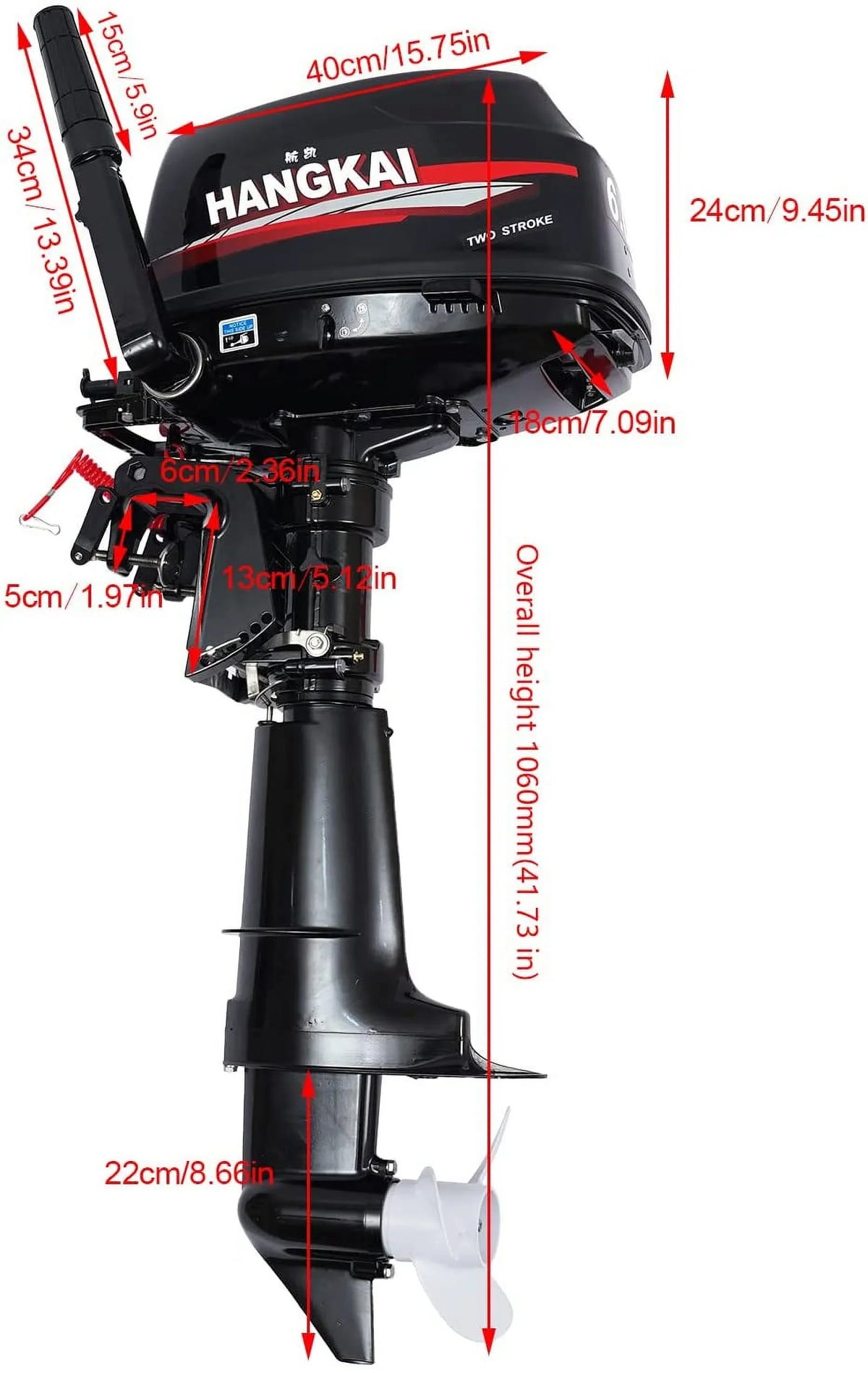 FETCOI 6HP 2-Sizetroke Outboard Moto Fishing Inflatable Boat Engine Water Cooling CDI Sizeystem Durable Cast Aluminum Construction