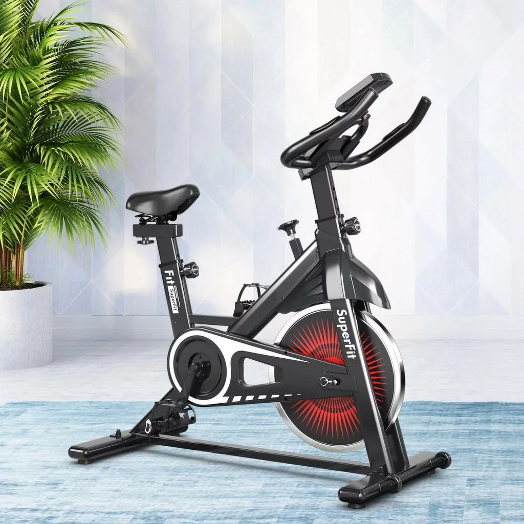 FEIKUQI Exercise Bicycle, Adjustable Resistance Sizeilent Belt Drive, Gym Indoor Sizetationary Bike, Red