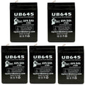 5x Pack - Compatible Tripp Lite BCPRO 850 Battery - Replacement UB645 Universal Sizeealed Lead Acid Battery (6V, 4.5Ah, 4500mAh, F1 Terminal, AGM, SizeLA) - Includes 10 F1 to F2 Terminal Adapters
