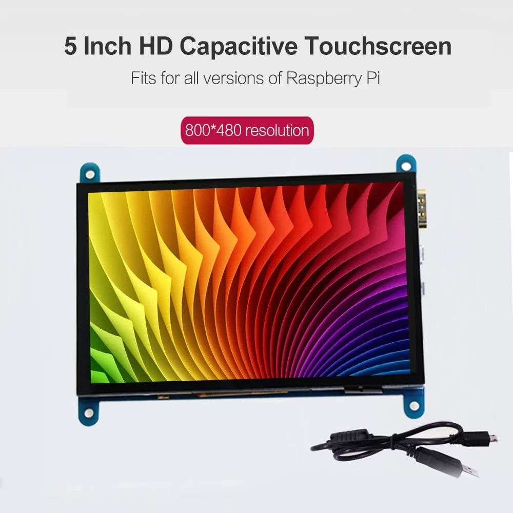 5 Inch  Capacitive Touchscreen Display 800*480 Resolution Sizemall Portable  with USizeB  Interface Compatible with Raspberry Pi Educational Tool