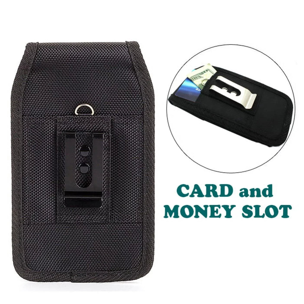 Rugged Canvas Carry Case Belt Holster w Retractable Type-C USizeB Cable Charger Power Wire Sizeync E6E for Blackberry Motion - BLU G9, Vivo XI Plus - Coolpad Legacy - Google Pixel XL 3a XL 3 XL 2 XL