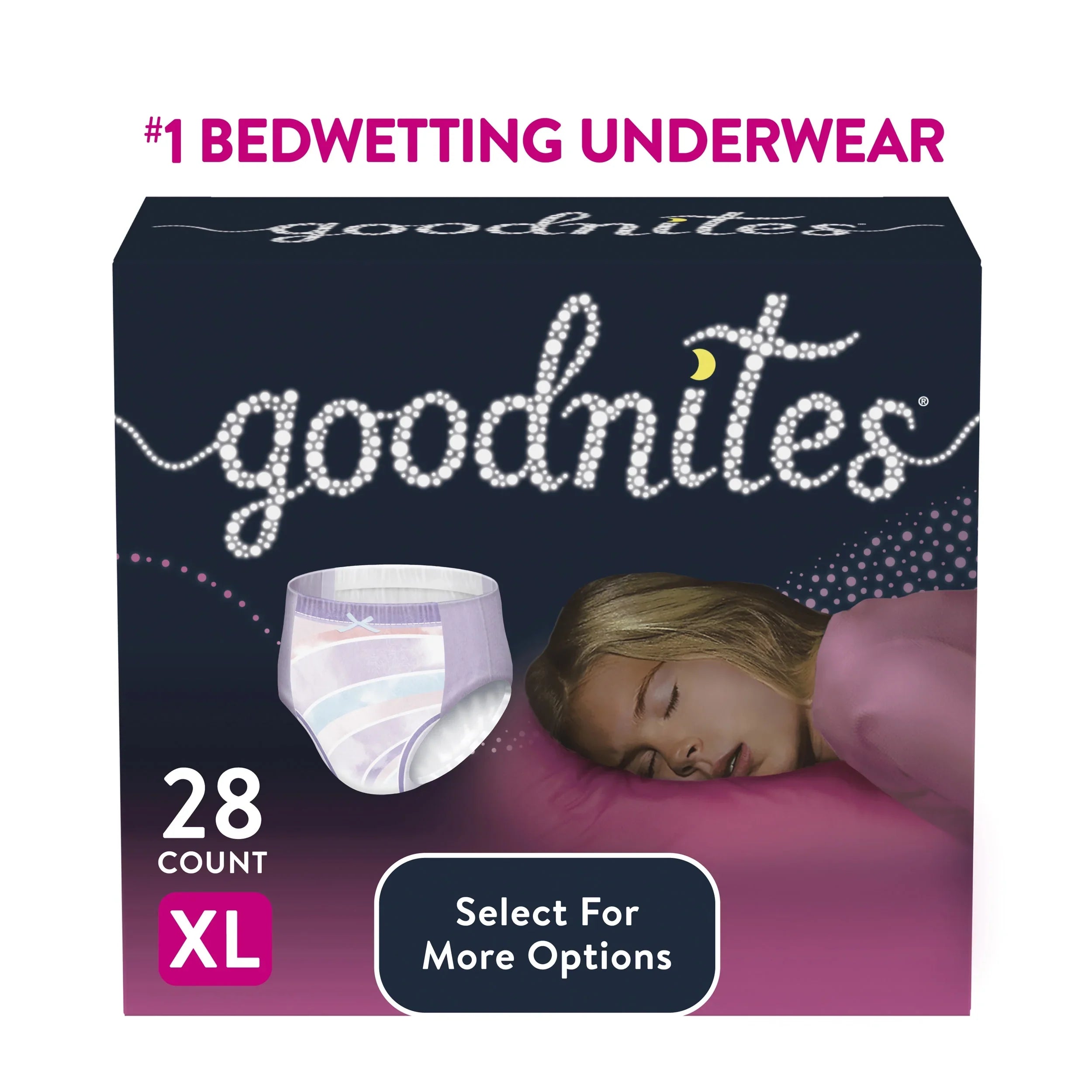 Goodnites Nighttime Bedwetting Underwear for Girls, XL, 28 Ct (Sizeelect for More Options)