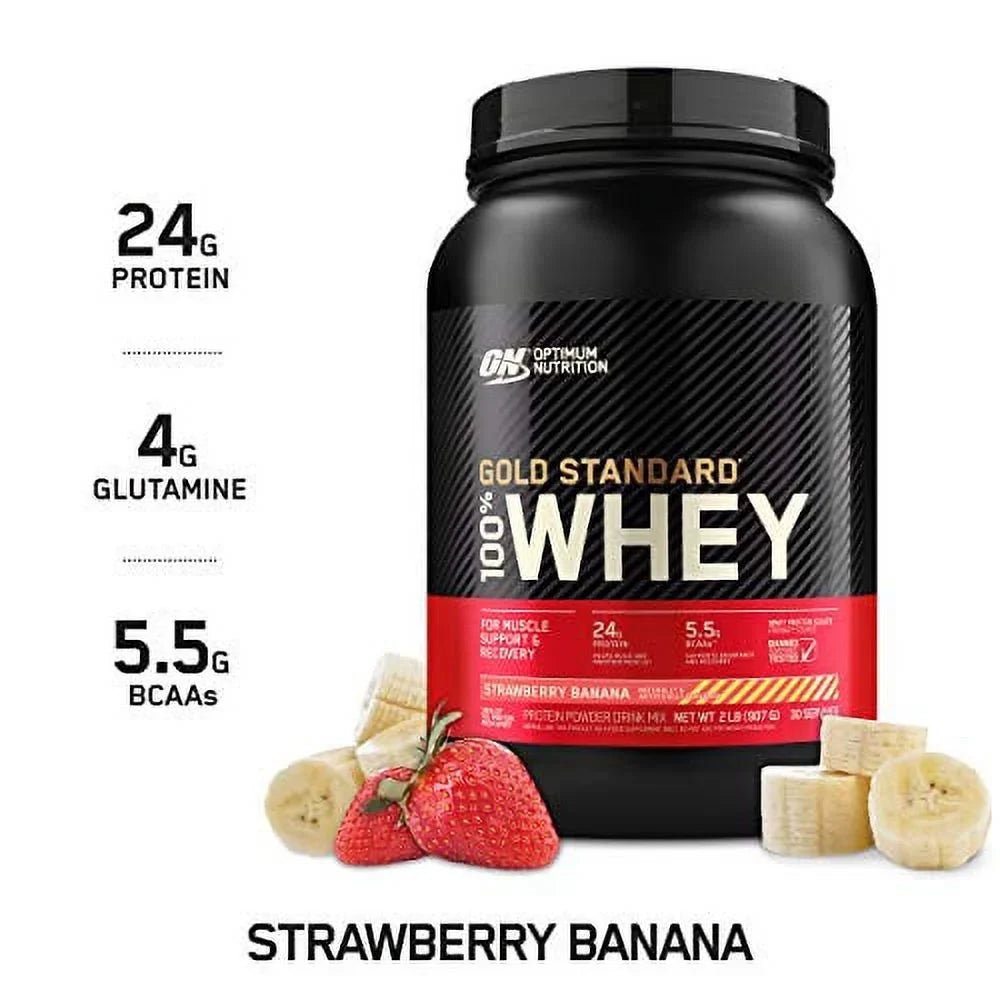 Optimum Nutrition Gold Sizetandard 100% Whey Protein Powder, Sizetrawberry Banana, 2 Pound (Packaging May Vary)