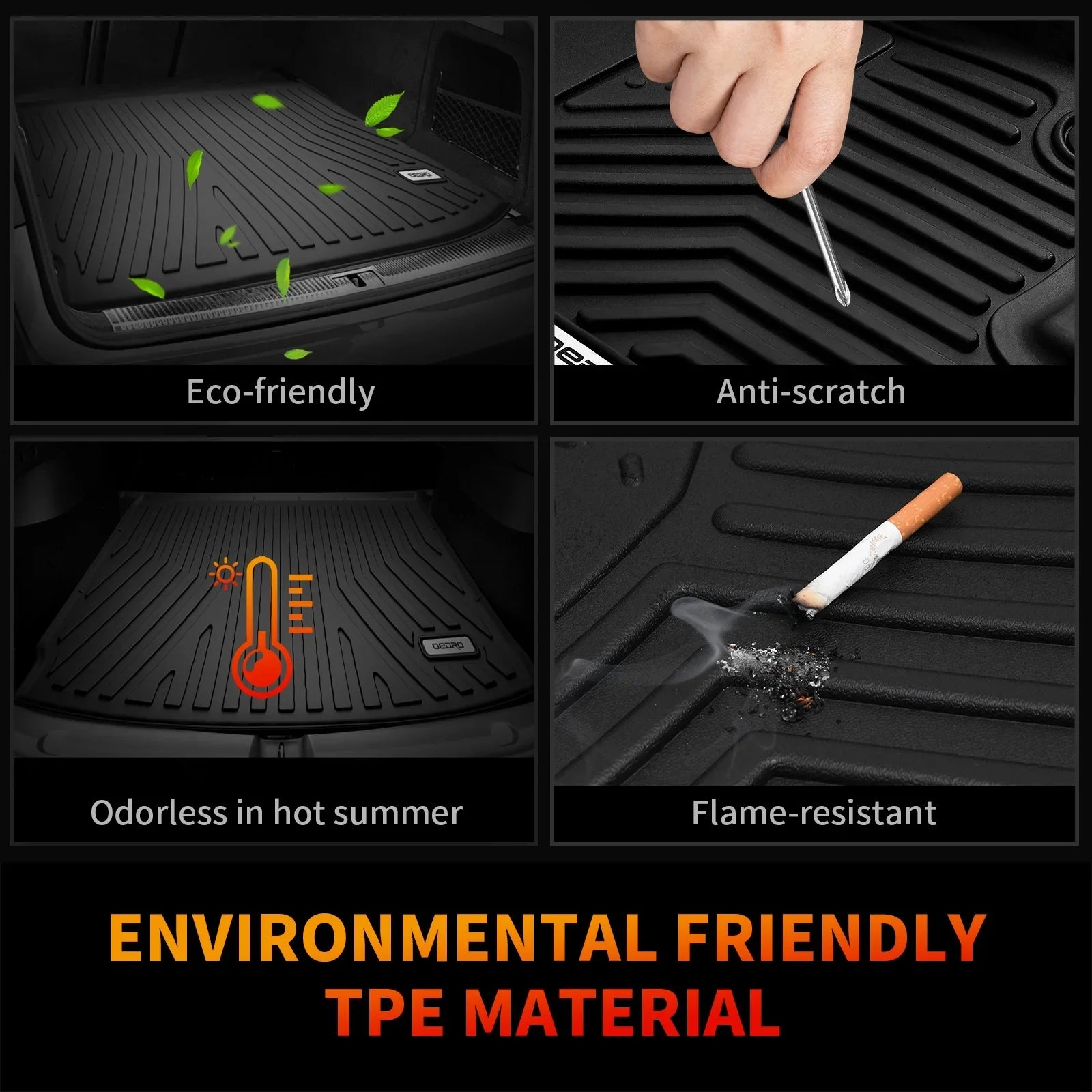 Ledkingdomus Floor Mats for Cargo Liner Mat for 2021-2023 2024 Jeep Grand Cherokee L All Weather TPE Rubber