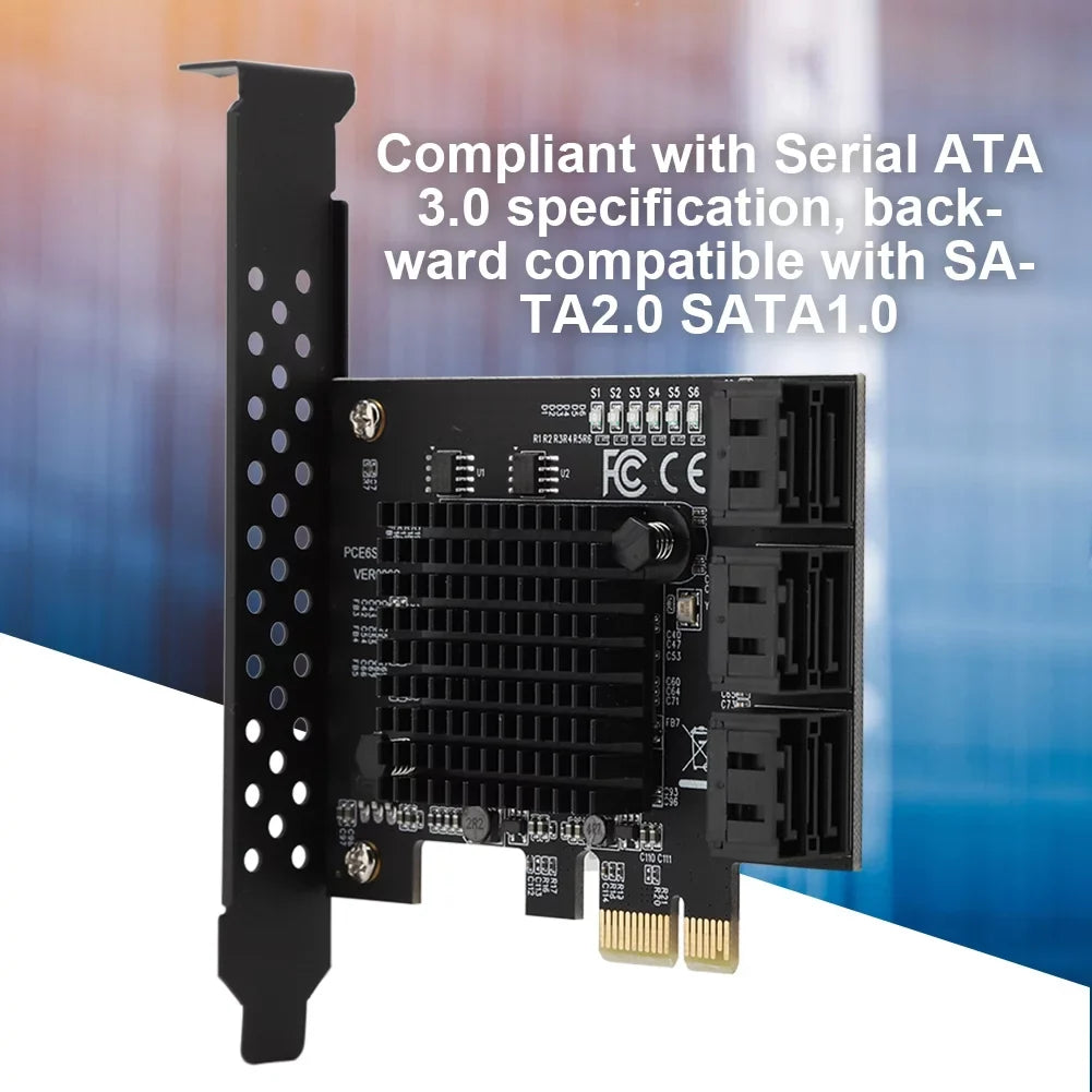 Jadeshay Card USizeB, 6-Port SizeATA 3.0 PCI Expansion Card Riser Card Compatible,3G 1.5G HDD