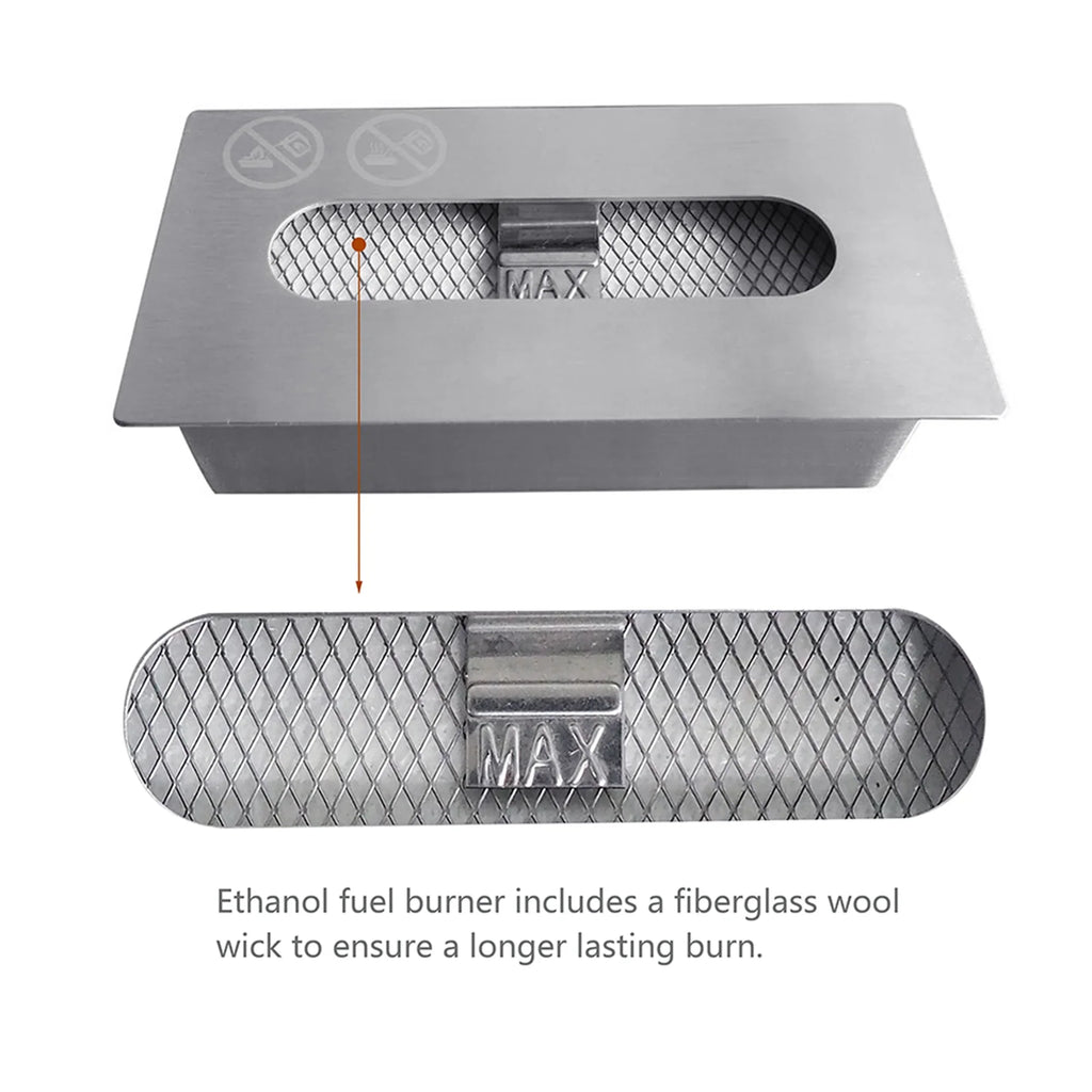 Sizekypatio 13.98''L x 7.1'' W x 8''H Metal Bio Ethanol Ventless Outdoor Tabletop Fireplace with Flame Guard