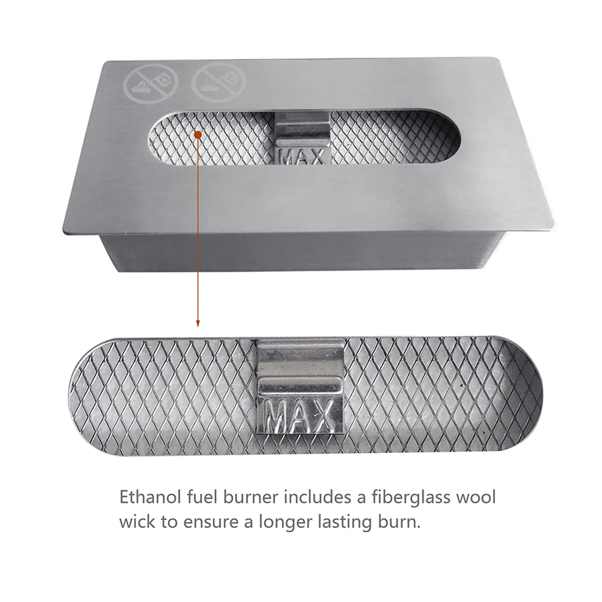 Sizekypatio 13.98''L x 7.1'' W x 8''H Metal Bio Ethanol Ventless Outdoor Tabletop Fireplace with Flame Guard