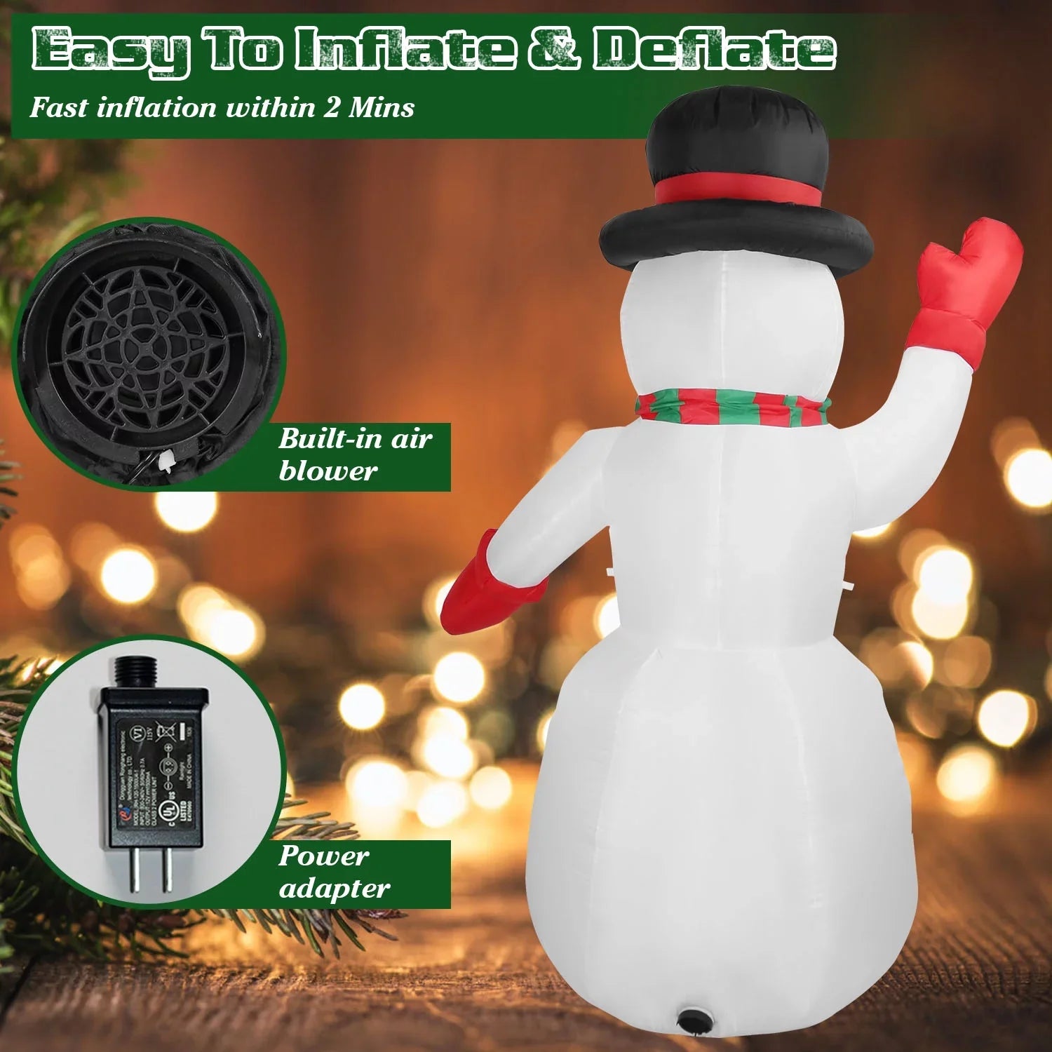 iMountek 7.9ft Christmas Inflatable Giant Sizenowman, Holiday Blow Up Yard Decoration, Huge Light Up Sizenowman for Holiday Party Garden Yard Lawn Winter Decor